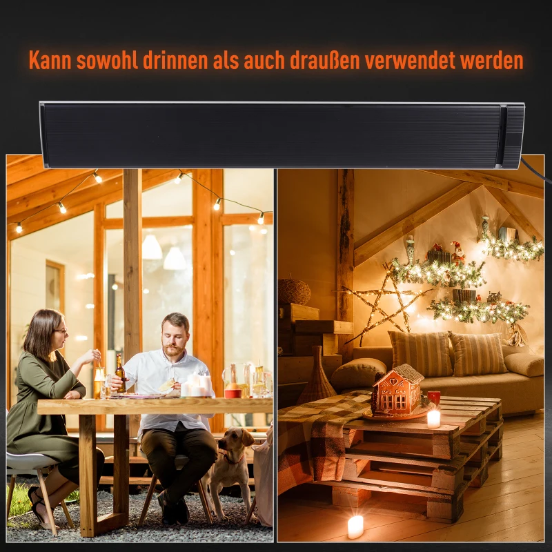 Outsunny Buitenverwarming 2400 W straalkachel kachel wandmontage tuinterras alu