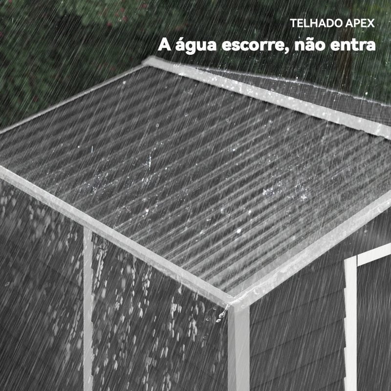 Outsunny Abrigo de Jardim 4,4 m² 240x206x198 cm Abrigo de Jardim com Porta de Correr e Fechadura Cinza Escuro