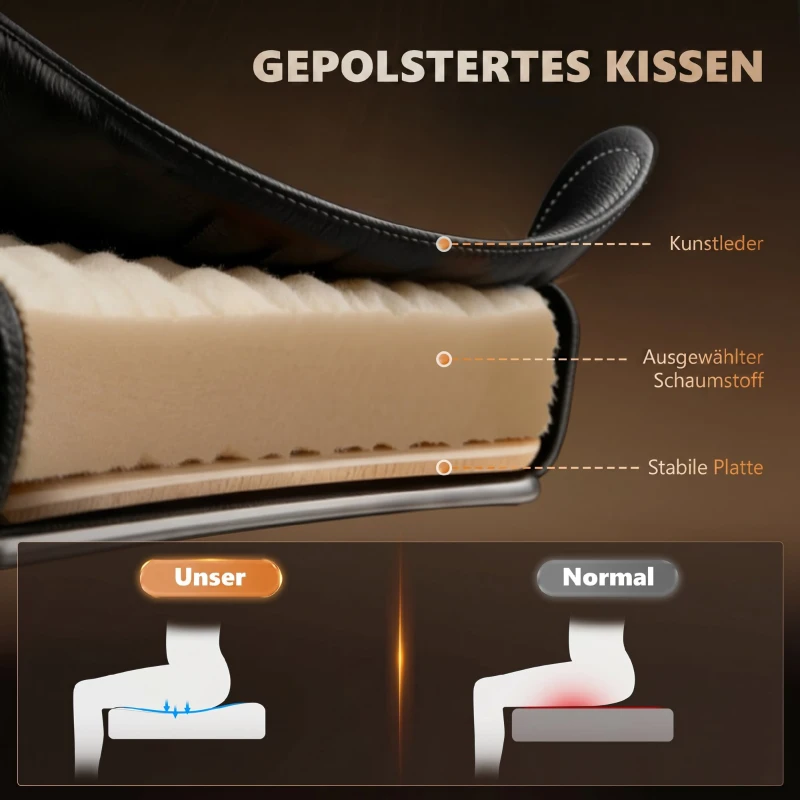 Vinsetto Ergonomische Bureaustoel met Massagefunctie, Schrijftafelstoel met Voetensteun, Hoge Rugleuning, Verstelbare Lendensteun - Zwart
