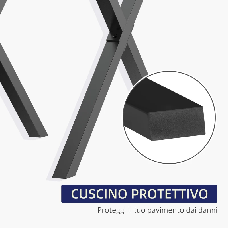 HOMCOM Set 2 Pezzi Gambe per Tavolo in Acciaio a X, Piedi per Tavolo con 16 Viti Incluse, Gambe Preforate con 4 Fori, 40x2.5x43cm, Nero