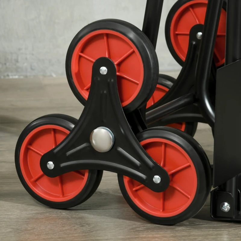 Durhand Carrello Portapacchi Pieghevole 120 kg max con Maniglia Estraibile, 44 x 38 x 106.5 cm, Rosso e Nero