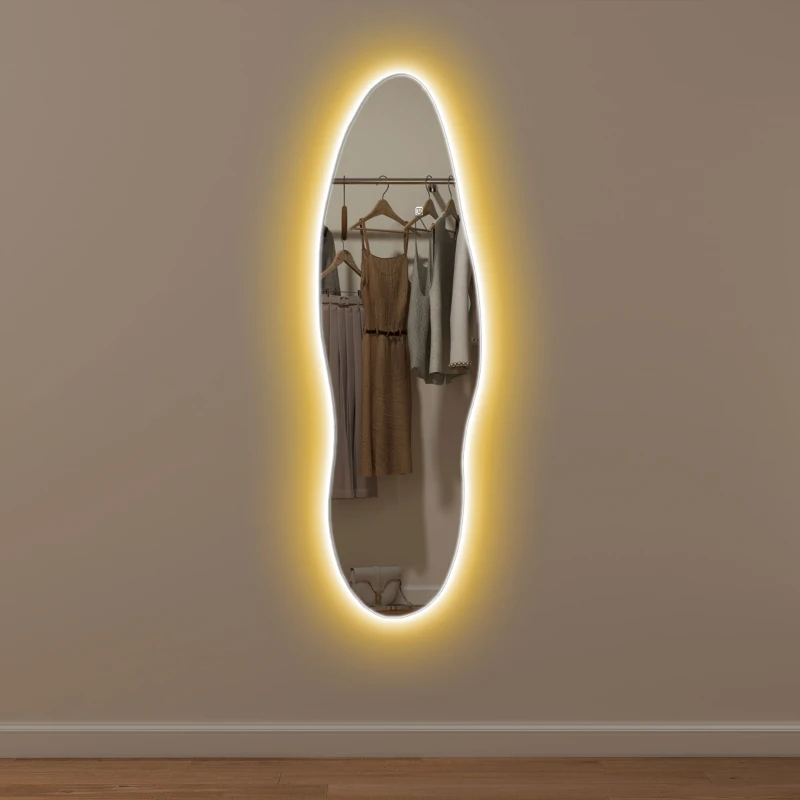 HOMCOM Espelho de Pé com Luzes LED 40x120 cm Espelho de Parede com Iluminação em 3 Cores Função de Memória e Controlo Tátil Transparente