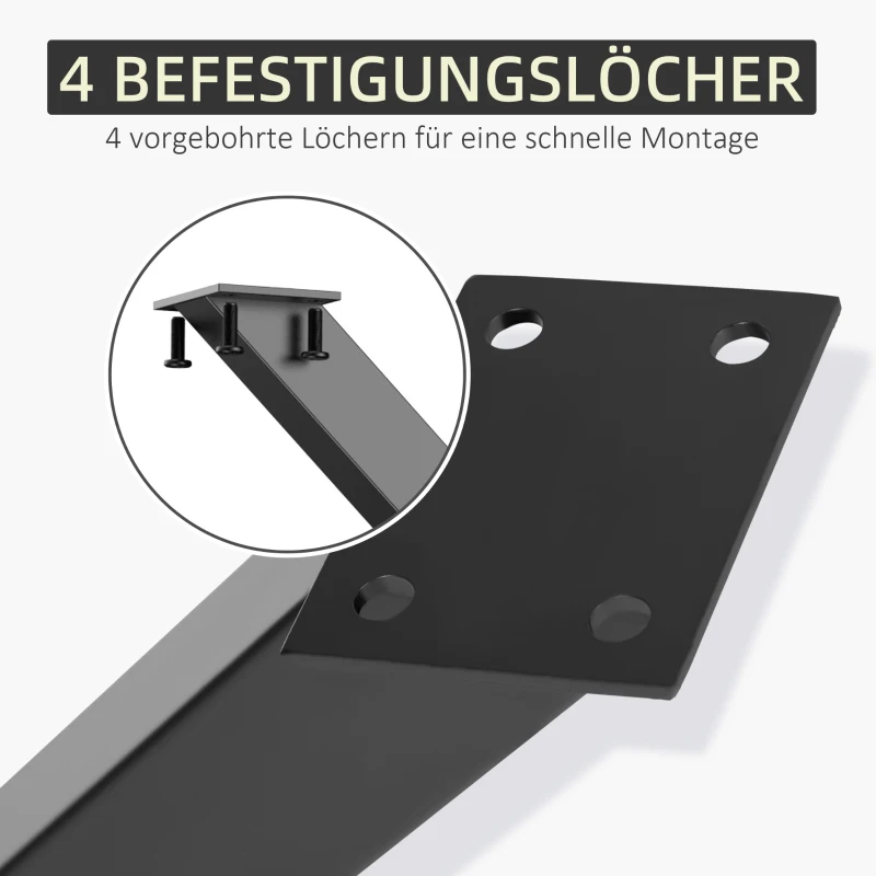 HOMCOM set van 2 stalen tafelpoten 72 cm tafelframe in X-vorm zwart