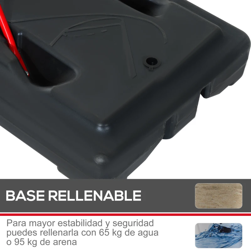 HOMCOM Canasta de Baloncesto con Altura Ajustable 210-260 cm con Soporte Metal y Base Rellenable para Niños y Adultos Rojo