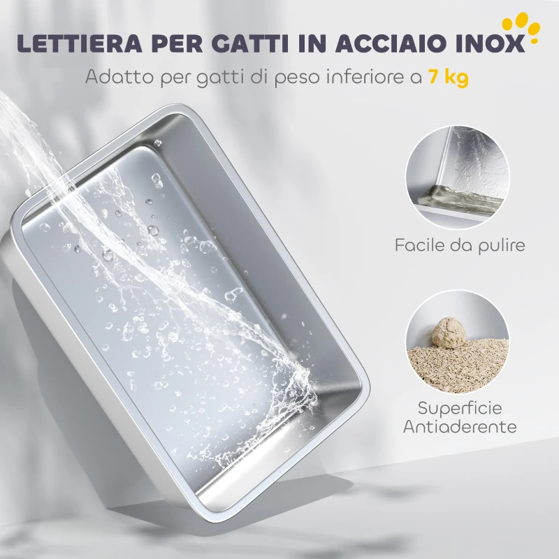 PawHut Lettiera per Gatti Chiusa a 2 Ingressi con Deodorante e Paletta, 60.4x40.4x41.8 cm, Bianco e Grigio