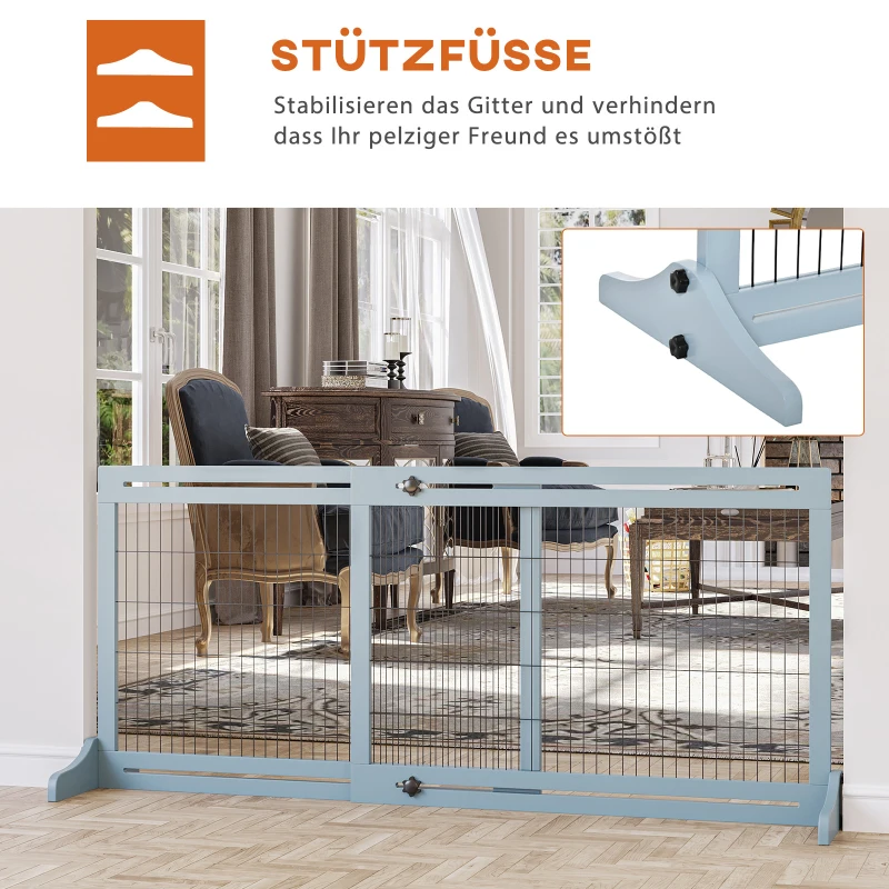 PawHut Hondenhek, traphek, 180 cm hoog, verstelbaar in hoogte, grijs + zwart(m-5)