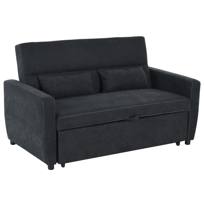 HOMCOM Slaapbank chaise longue slaapbank 2-zits bankstel in stof donkergrijs(m-11)