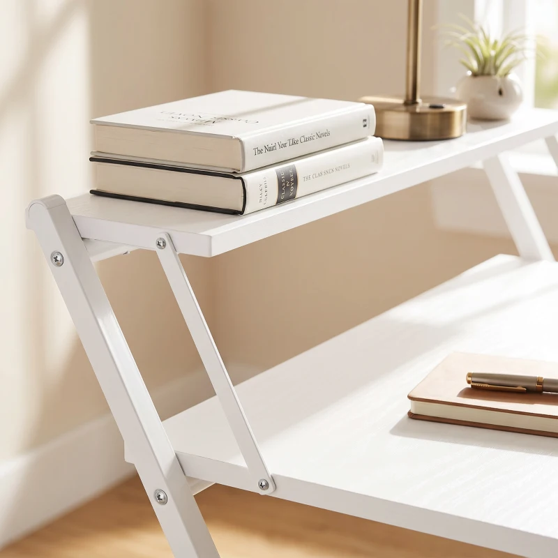 HOMCOM 70 cm Folding Computer Desk with Monitor Shelf - White