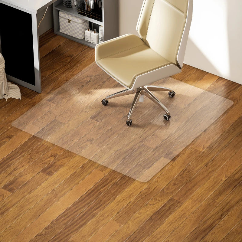 HOMCOM Alfombrilla Protectora para Suelos Alfombrilla para Silla de Oficina para Suelo Enmoquetado 120x120 cm Transparente