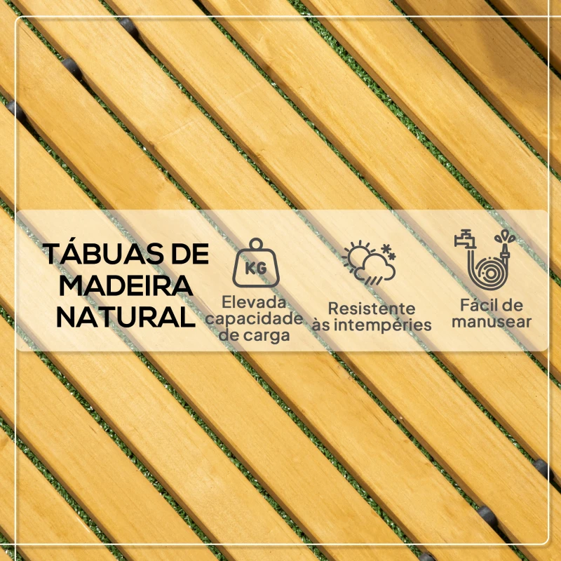 Outsunny Estrado de Jardim em Madeira 185x60 cm Estrado Enrolável para Exteriores Resistente à Intempérie Madeira