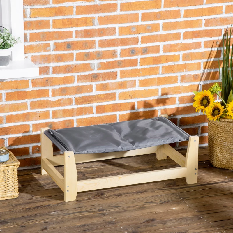PawHut Cama Elevada para Perros Cama para Mascotas Medianas y Pequeñas con Cojín Carga 8 kg 70x40x25 cm Gris