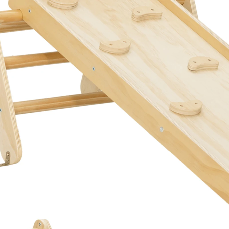 AIYAPLAY Triangle d'escalade, 3 en 1 en bois pour grimper et glisser, charge max. 50 kg, pour 18-48 mois, bois naturel