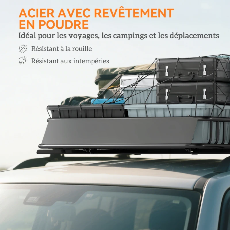 HOMCOM Porte-bagage pour voiture universel, galerie de toit pour voiture en acier charge 90,7 kg 110,5 x 99,5 x 18,5 cm, noir