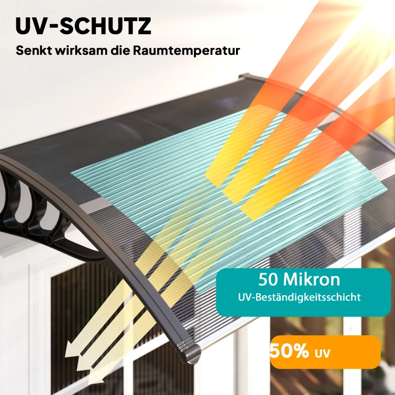 Outsunny Voordak, voordeuroverkapping, overkapping voor ingangen en ramen, 100L x 75B x 23H cm, Zwart