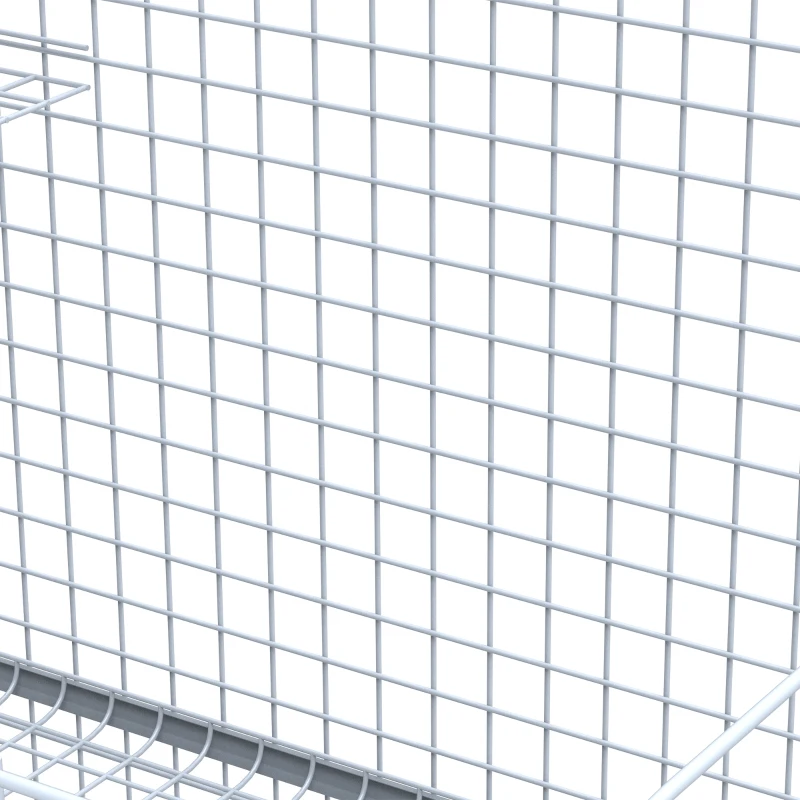 Pawhut 3-Level Metal Small Animal Cage Bunny Pet Hutch Ferret Platform Feeding Habitat Easy Clip Base Ladder Grey