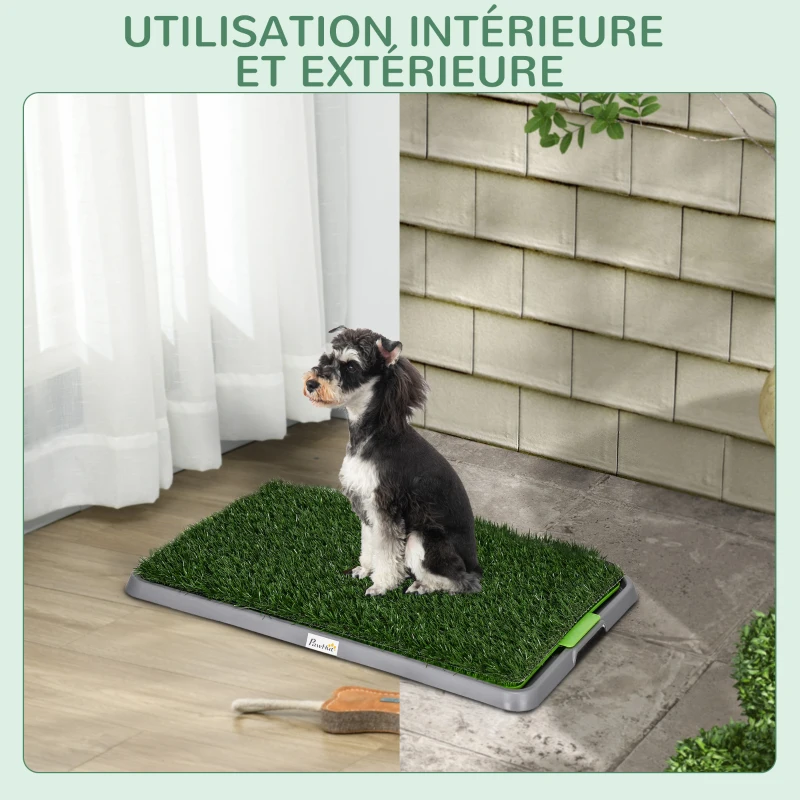 PawHut Toilette pour chien litière avec tapis en gazon artificiel bac pour l'apprentissage de la propreté,  67 x 41 cm