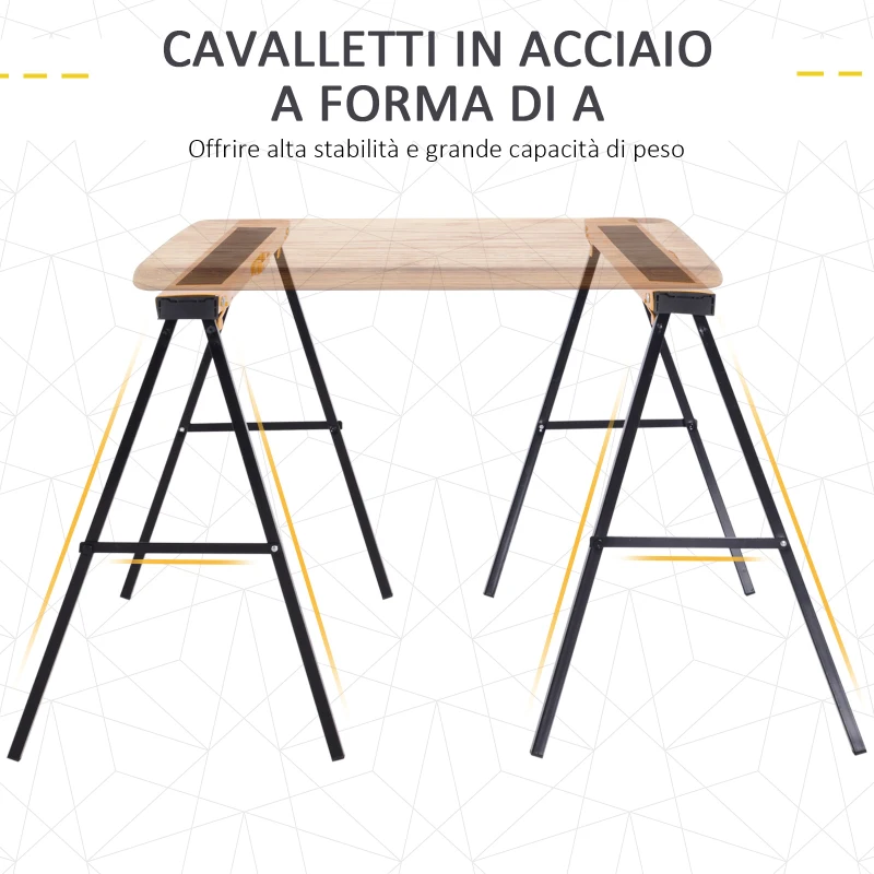 DURHAND Set 2 Pezzi Cavalletti da Lavoro Pieghevoli e Portatili, Piano di Lavoro in Gomma Antiscivolo, Carico Max. 250kg