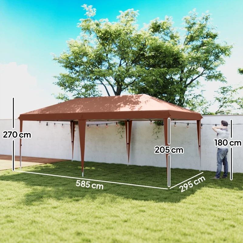 Outsunny Tenda Dobrável 6x3 m com Altura Ajustável em 3 Níveis Bolsa de Transporte Anti-UV e Estrutura de Aço Castanho