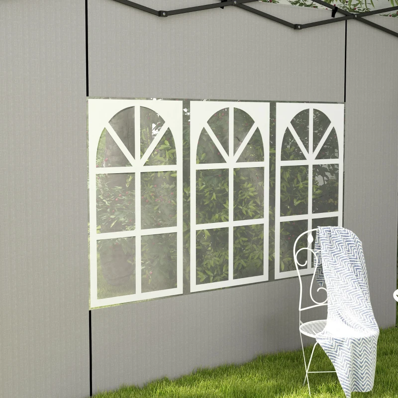 Outsunny 2-delige set zijwanden voor paviljoen 3x3 3x6 waterdichte zijpanelen met raam Wit