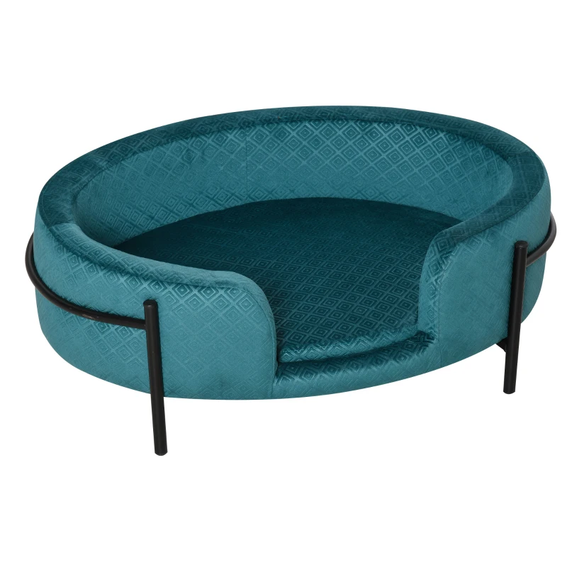PawHut Cuccia per Cani da Interni, Divano per Gatti e Cani di Taglia Piccola e Media Max. 15kg, Verde Petrolio 70x50.5x25.5cm