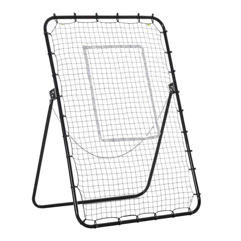 HOMCOM Filet de rebond de football ajustable hauteur angle réglables rebondeur pour football pliable cible sardines de fixation fournies 123 x 73 x 178,5 cm noir blanc