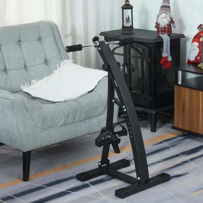 HOMCOM Vélo d'appartement pédalier rééducation bras jambes 40L x 42,5l x 100H cm hauteur guidon réglable noir