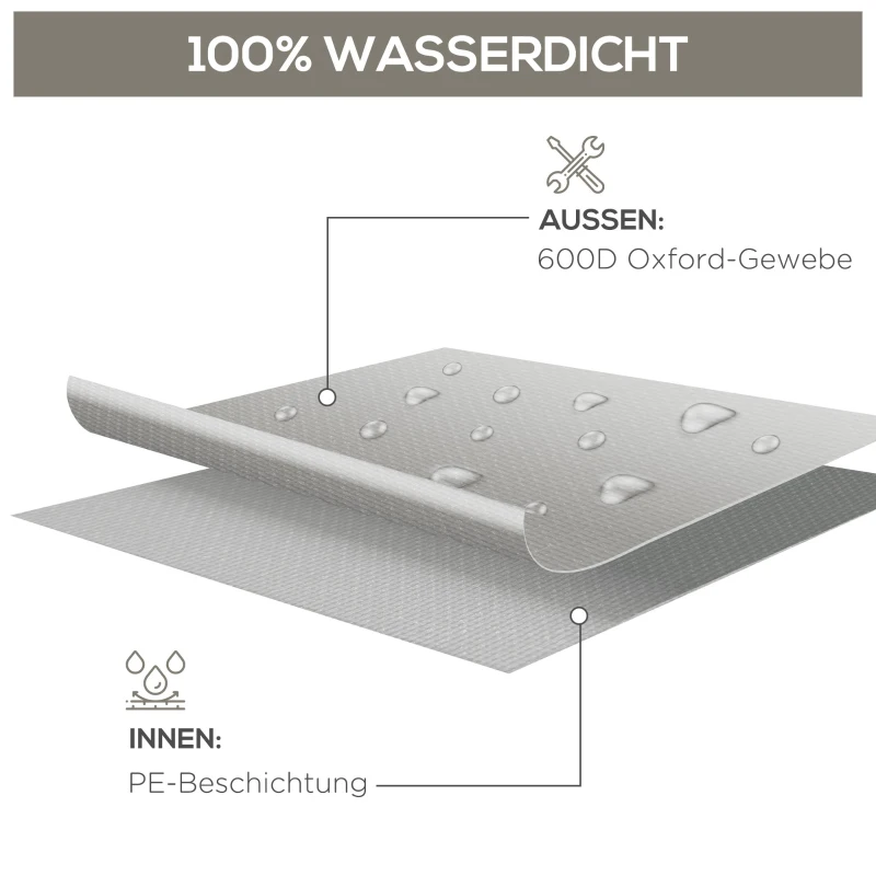 Outsunny Hoes voor tuinmeubelen Winterbestendig Waterdicht Bescherming Anti-UV Zeil 600D Oxford 210 x 140 x 80 cm Grijs