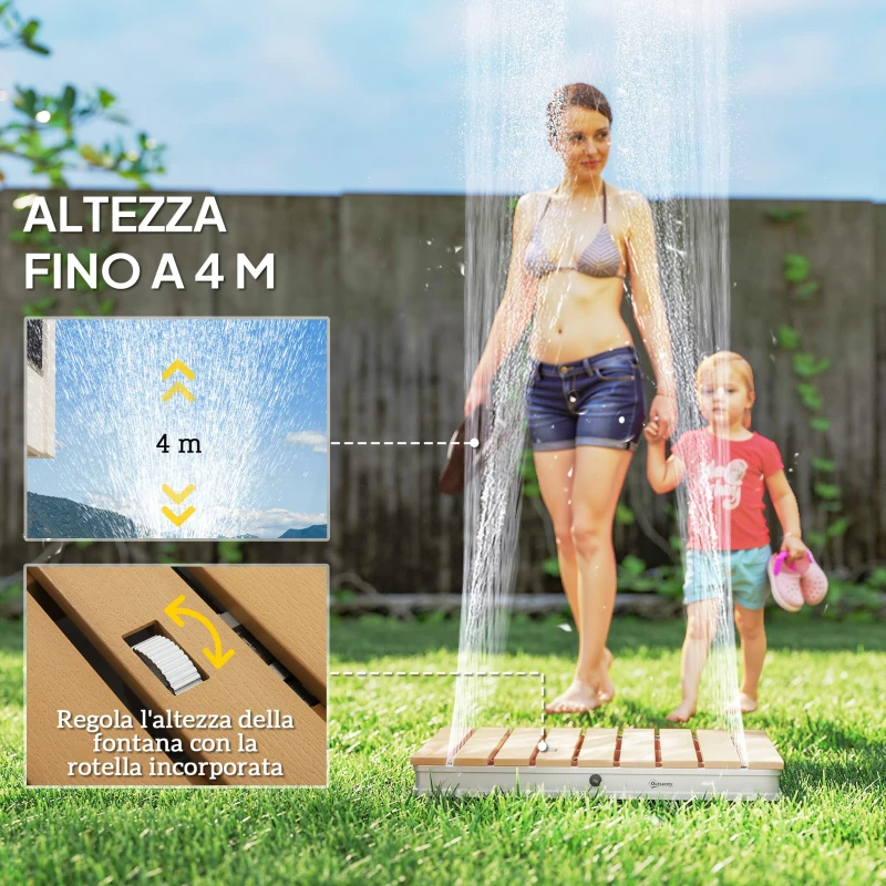 Outsunny Doccia da Giardino Portatile con Altezza Fino a 4 m e Getti d'Acqua Regolabili, 70x55 cm, Legno
