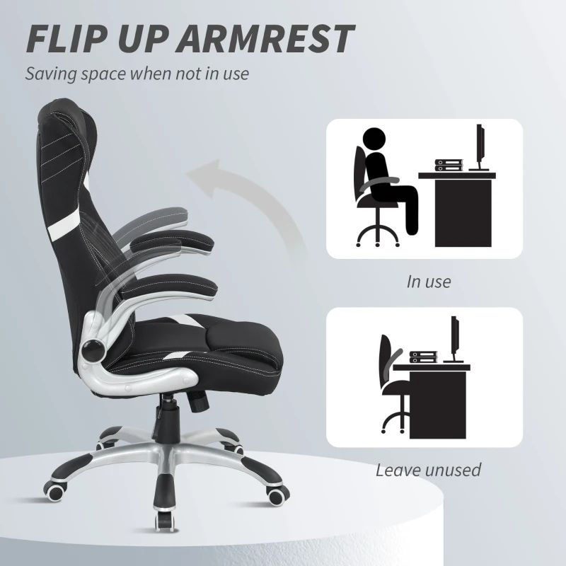 Vinsetto Linen-Look Office Chair, with Adjustable Height and Tension - Black