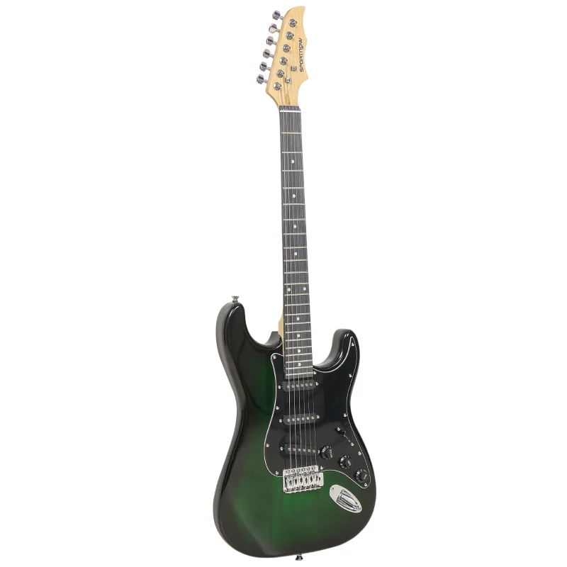 SPORTNOW Kit Guitarra Elétrica de Iniciação com Amplificador 15W Afinador Digital Cordas Correia 3 Palhetas Preto