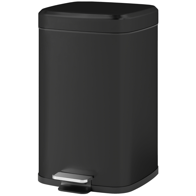 HOMCOM Coș de bucătărie 20 L cu capac cu închidere blândă și pedală, recipient interior detașabil, 28L x 35l x 45H cm, Negru