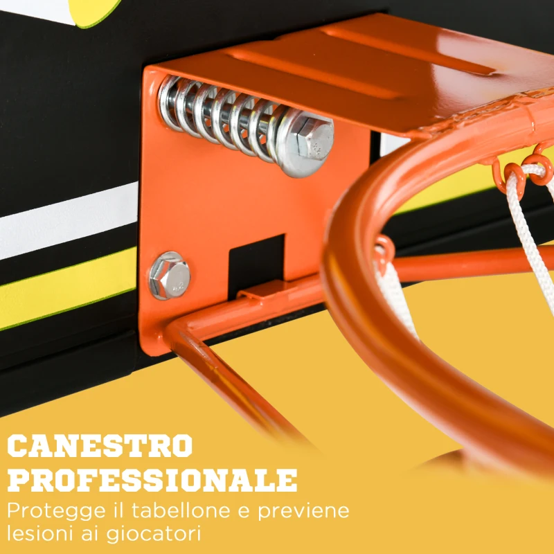 sportnow Canestro Basket per Bambini e Adulti da Indoor e Outdoor in Acciaio e PE, 110x90x70 cm, Nero e Giallo