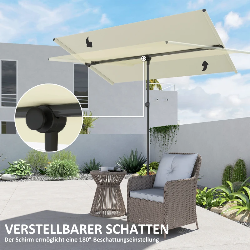 Outsunny Parasol Beige 180 Gradend Draaibaar en Hoogteaanpasbaar met Aluminium Paal 150x205cm