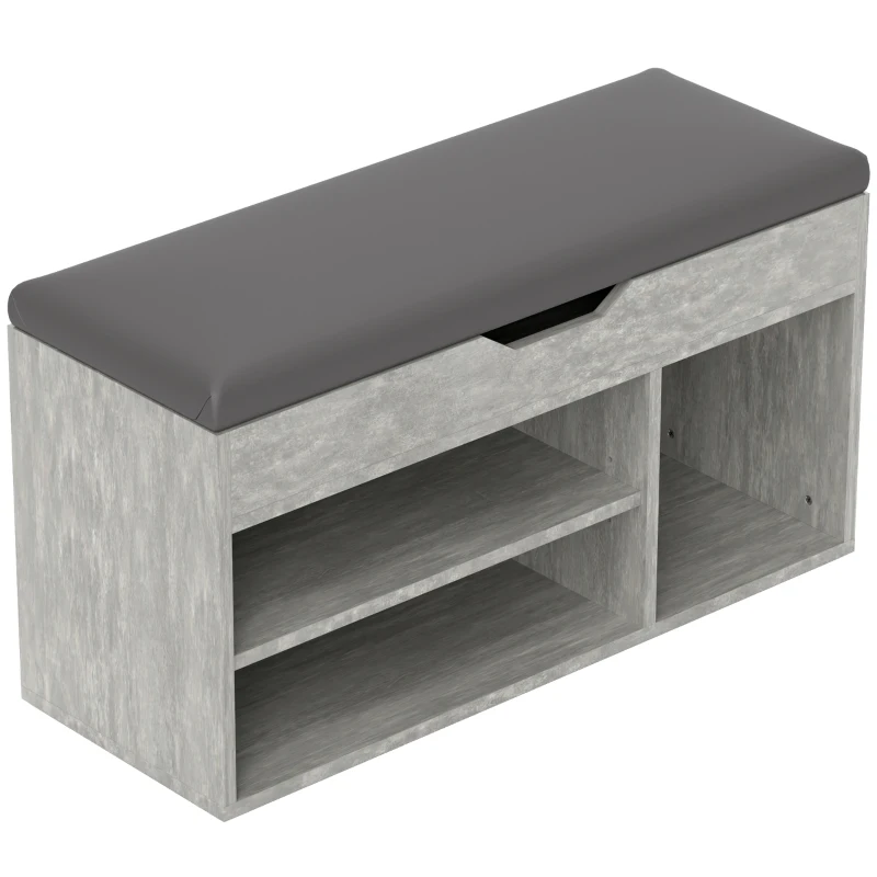 HOMCOM Scarpiera Salvaspazio Imbottita a 3 Ripiani Aperti con Spazio a Scomparsa, in Legno, 80x30x45 cm, Nero e Grigio