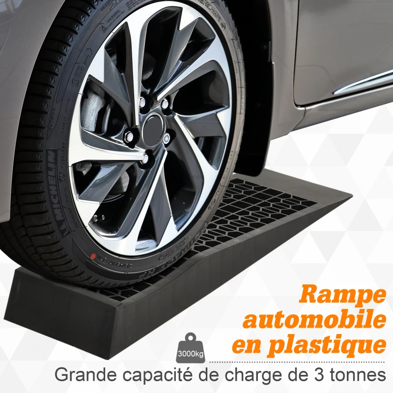 HOMCOM Ensemble de 2 rampes pour voiture véhicule utilitaire rampe de chargement lourde 3T caravane camping-car dim. 70L x 19,5l x 7,8H cm PP noir