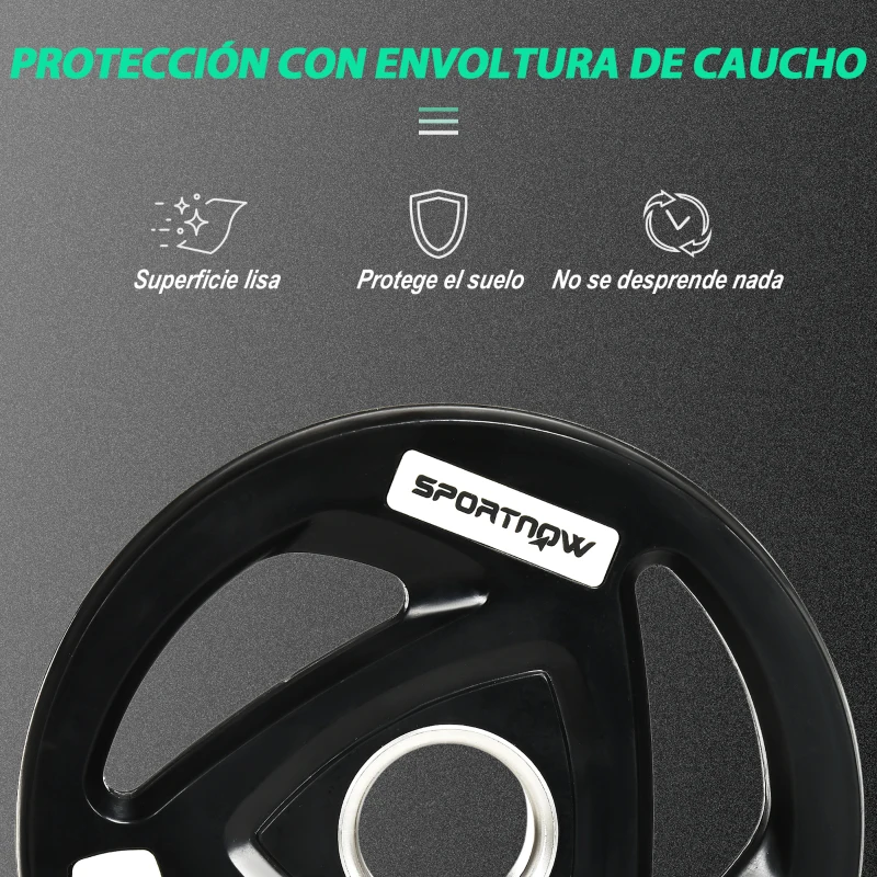SPORTNOW Juego de 2 Discos de Pesas Olímpicas de 5 kg con Orificio de 5 cm para Entrenamiento de Fuerza Ø24x3,5 cm Negro