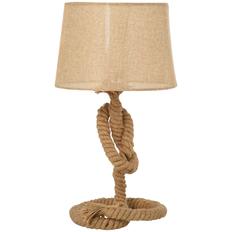 HOMCOM Nautical Style Table Lamp with Fabric Lampshade Metal Frame Power Switch, 48cm Home Desk Lamp Bedroom Living Room Study E27 Base, Beige