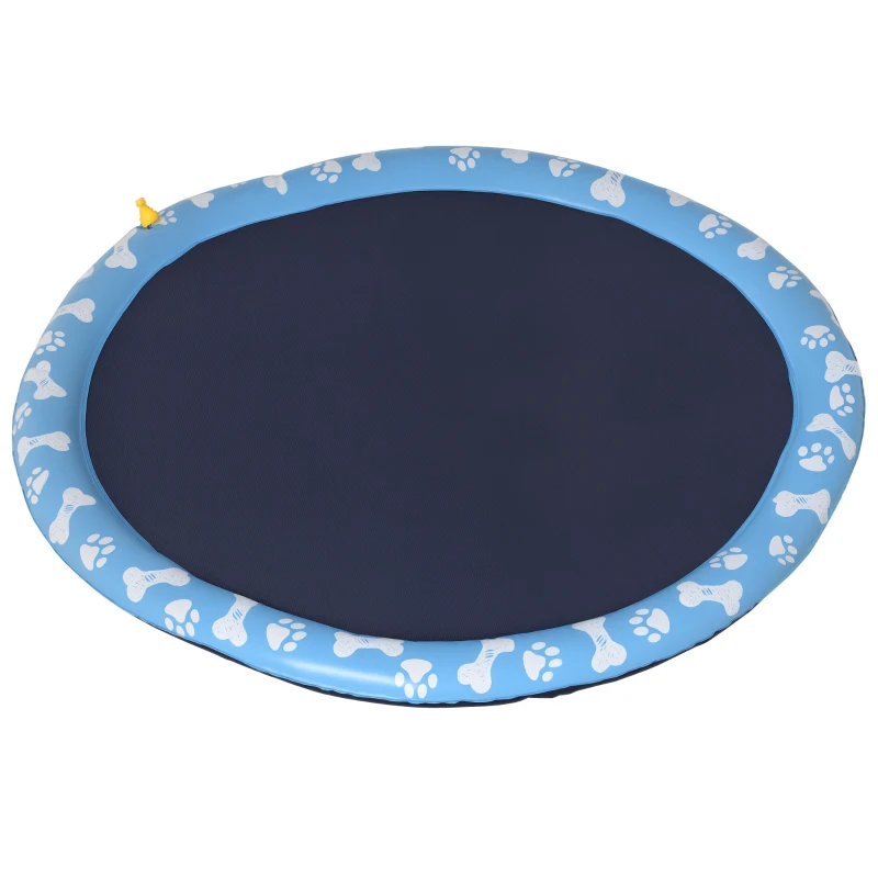 PawHut hondenbad, peuterbad, met watersproeier, rond, antislip, blauw, Ø150 cm