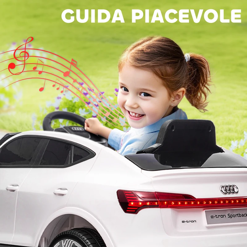 HOMCOM Macchina Elettrica per Bambini 12V con Telecomando, Velocità 3-8km/h, Luci e Musica, Età 3-5 Anni, Bianco