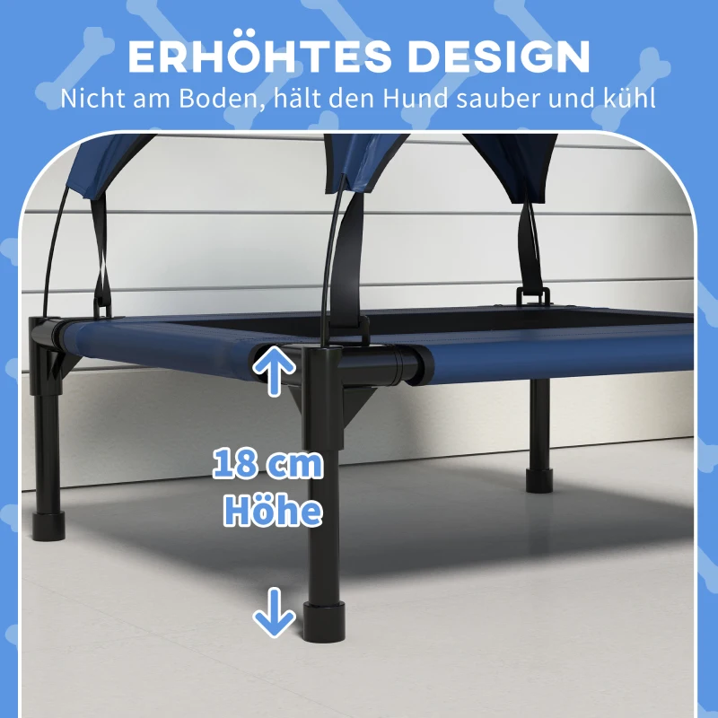 PawHut Hondenbed met Dak, Ademend, Waterafstotend, tot 20 kg, 76 x 61 x 69,5 cm, Donkerblauw