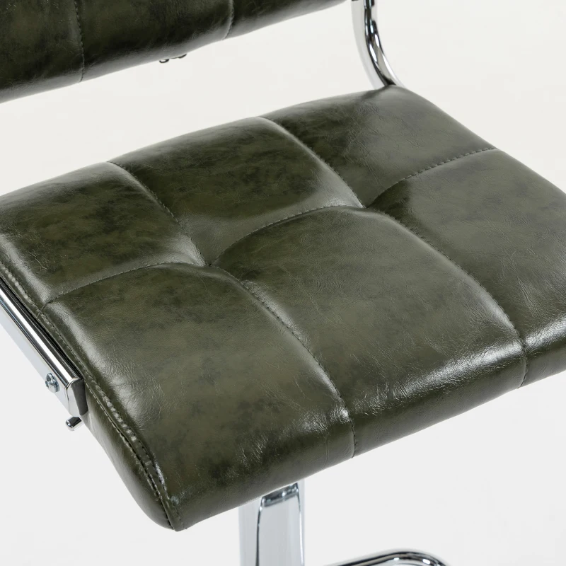 HOMCOM Bar Stools Modern PU Leather Adjustable Breakfast Bar Stools Backrest Set of 2 Green