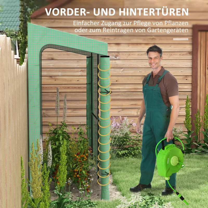 Outsunny Anleun-kas Kweekbak Kassen, oprolbare deuren, weerbestendig, 200 cm x 80 cm x 200 cm, Groen