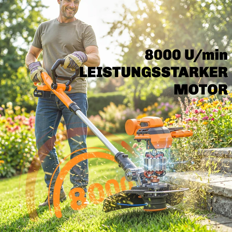 Outsunny Akku Rasentrimmer 21V Freischneider mit 2x4.0Ah Akkus Ladegerät 25 cm Schnittbreite Verstellbarer Teleskop-Griff