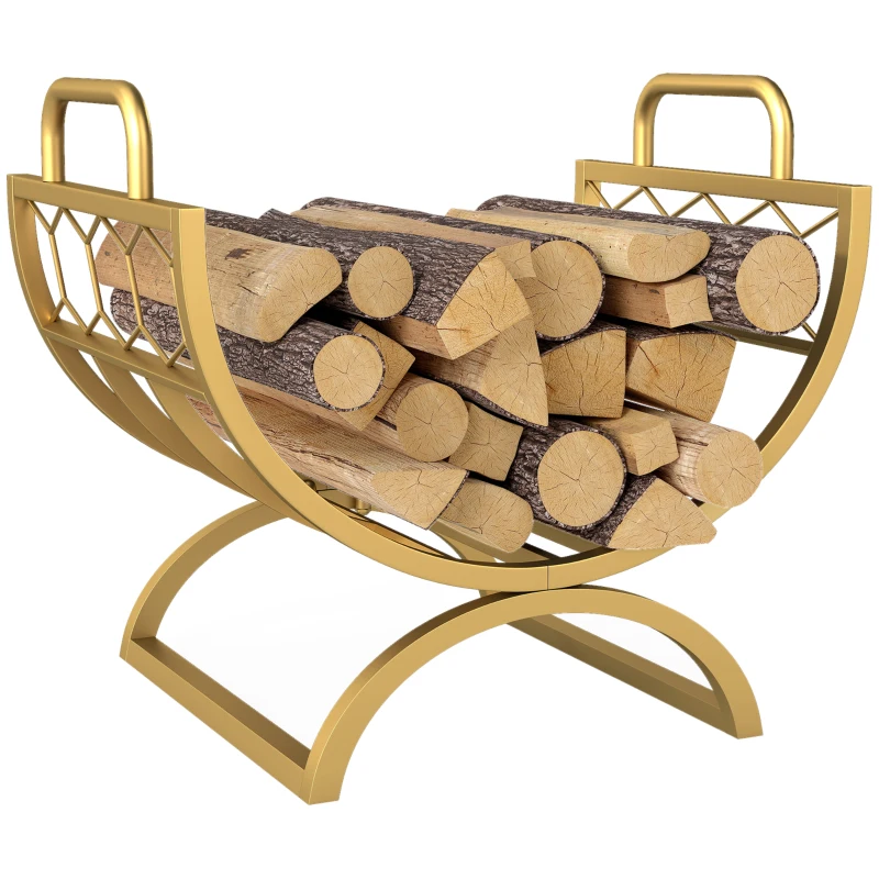 Outsunny Haardhoutrek 46 x 36 x 41 cm – Goud wafeldesign