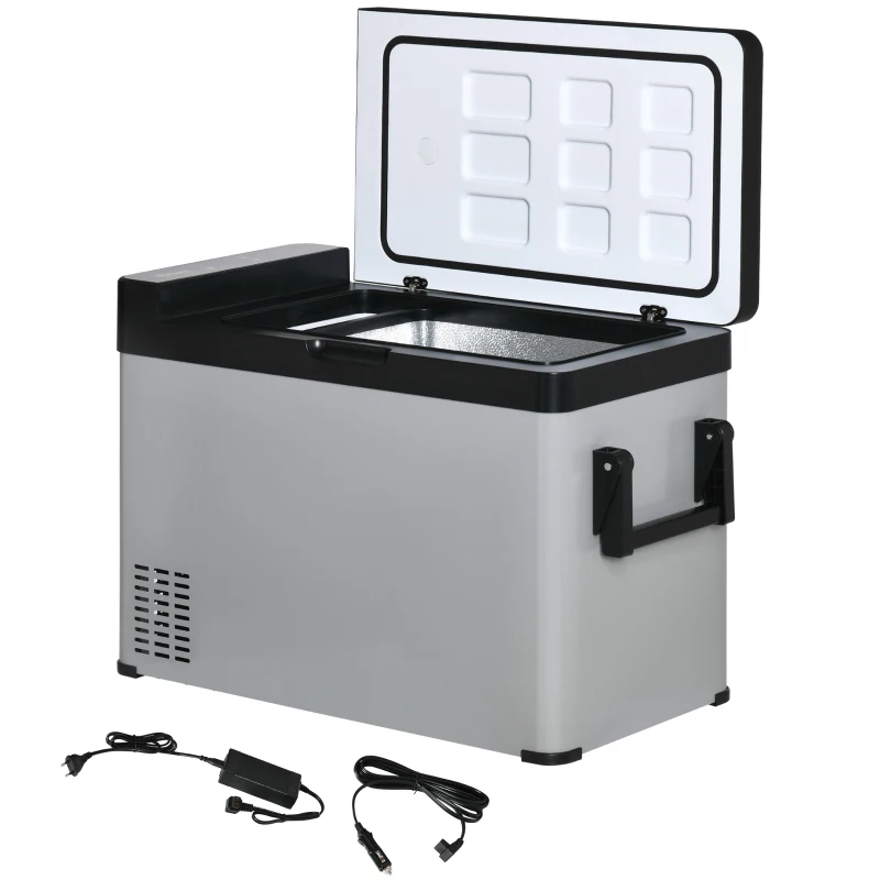 Outsunny Koelbox met stekker 50L LCD Display 2 Modi Compressor voor Auto Reizen en Boot Camper, Grijs en Zwart