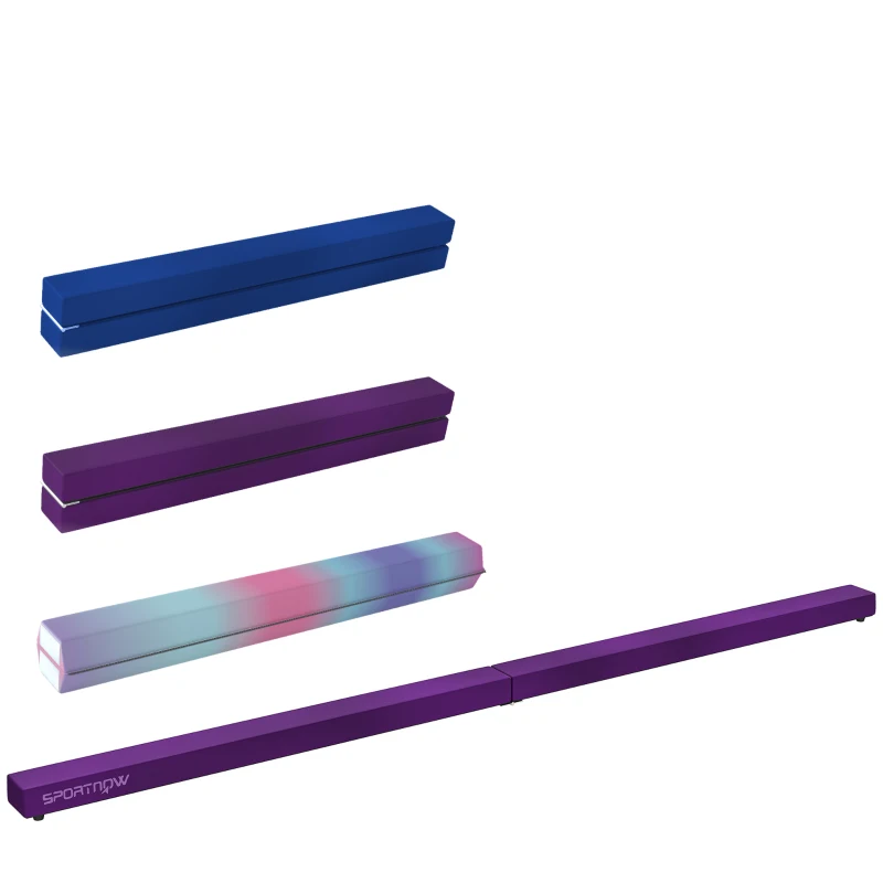 SPORTNOW Poutre gymnastique pliable 240 cm en velours, poutre d'équilibre avec fond antidérapant, pour enfants et adultes, violet