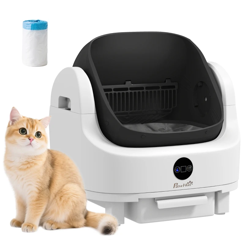 PawHut Self Cleaning Cat Litter Tray Top Opening Design, Automatic Litter Box More Space with Integrated Security Protection
