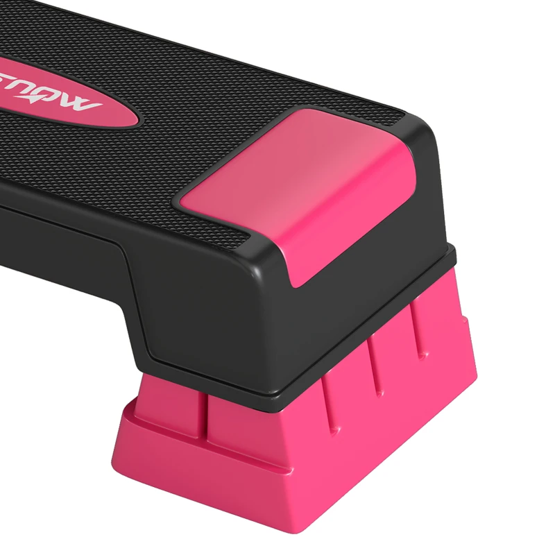 SPORTNOW Verstelbaar Stepbord Fitness Aerobic Stepper met 3 Hoogtestanden (12/17,5/22,5 cm), Antislip Mat Zwart + Roze