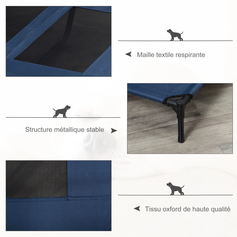 PawHut Lit sur pieds lit pour chien chat lit de camp lit surélevé aniamux tissu Oxford textilène micro-perforé acier
