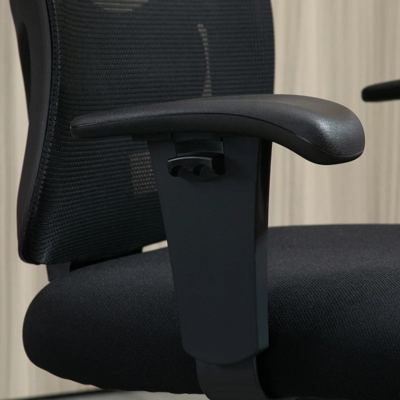 Vinsetto Mesh Bürostuhl Schreibtischstuhl Drehstuhl 360° drehbar mit Armlehne Höhenverstellbar mit Wippfunktion Belastbarkeit bis 180 kg Schwarz 71 x 63,5 x 100-110 cm